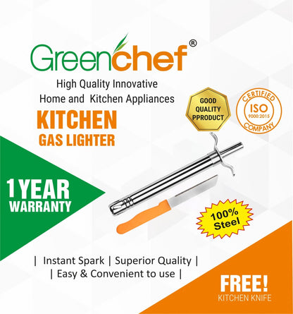 Greenchef AGNI 2 Steel Gas Lighter - Silver, Pack of 2