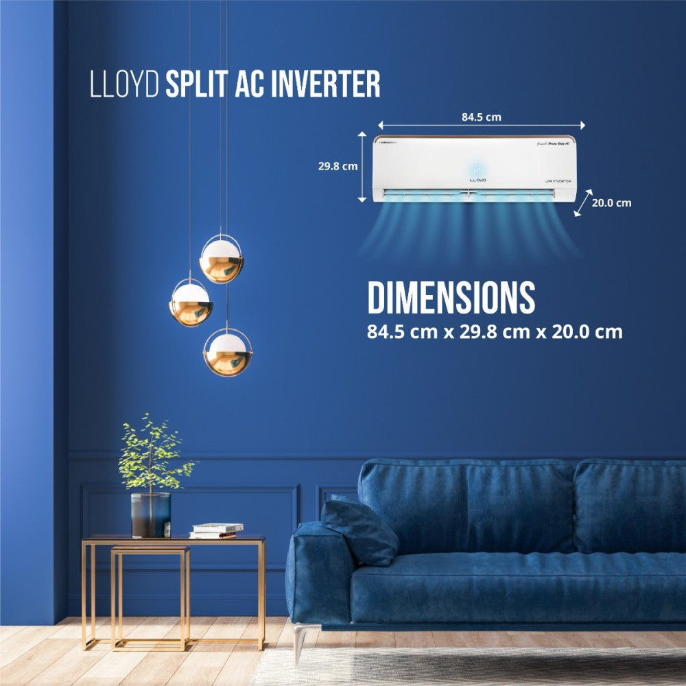 Lloyd 1 Ton 5 Star Split Inverter AC with Wi-fi Connect  - White - LS12I55WBHD, Copper Condenser