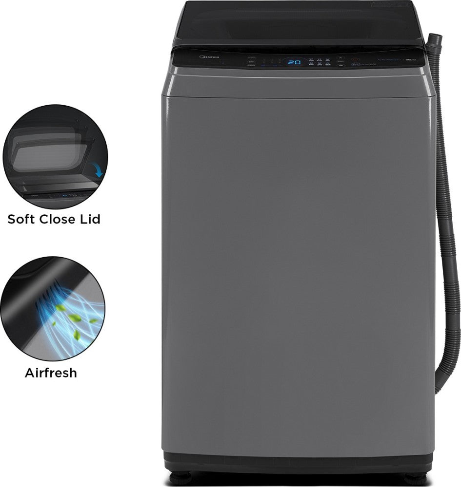 Midea 8 kg Spin Dry Dark Full Metal Body, Soft Closing Lid Fully Automatic Top Load Washing Machine Grey - MA200W80/G-IN