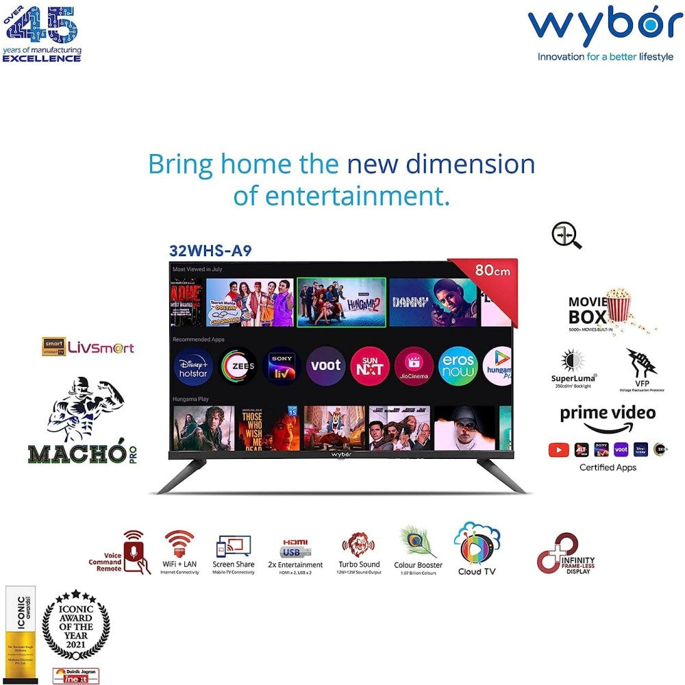 Wybor 80 cm (32 inch) HD Ready LED Smart Android TV - Macho PRO