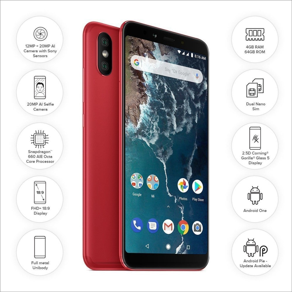 Mi A2 (Red, 64 GB) - 4 GB RAM