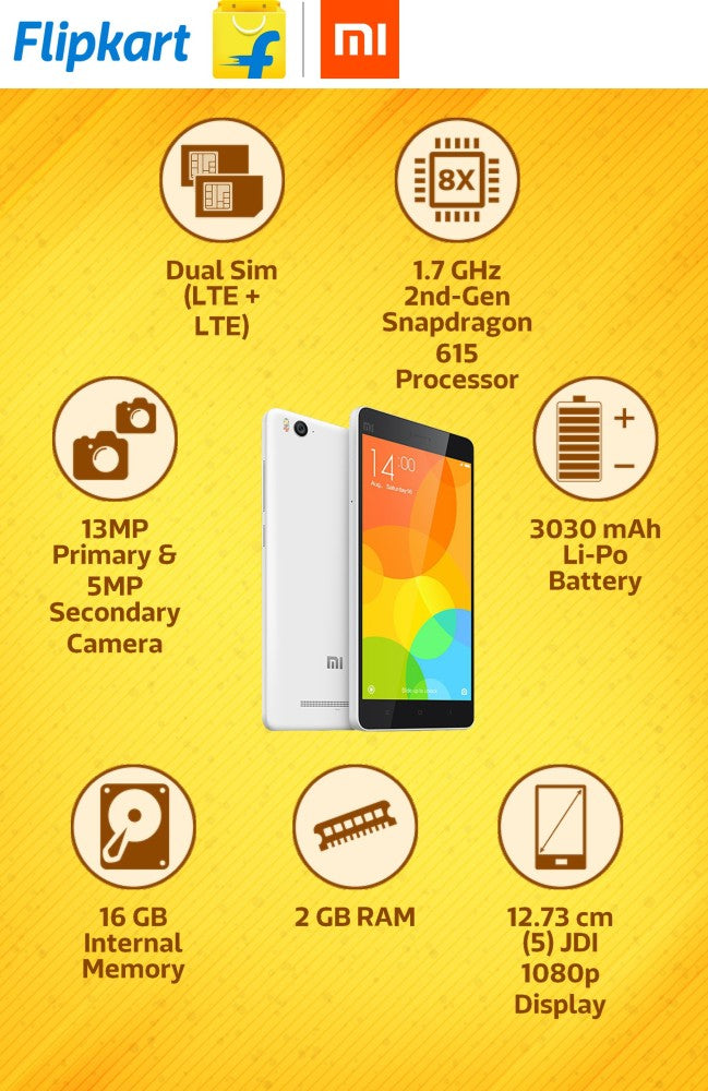 Mi 4i (White, 16 GB) - 2 GB RAM