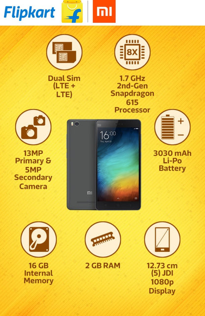 Mi 4i (Grey, 16 GB) - 2 GB RAM