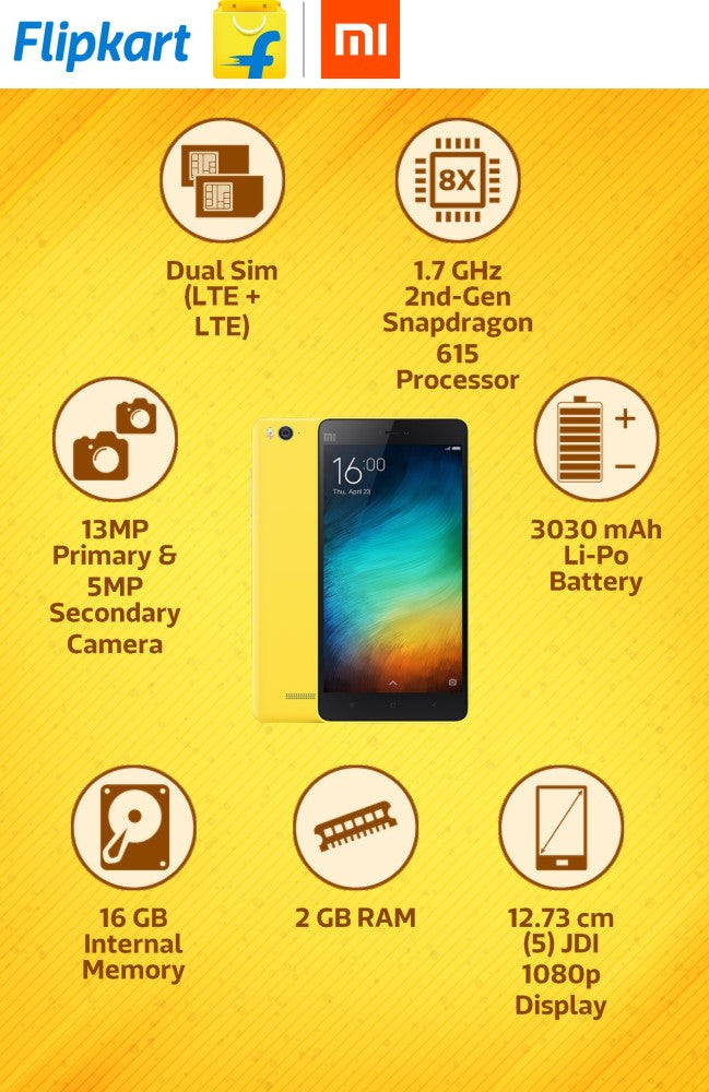 Mi 4i (Yellow, 16 GB) - 2 GB RAM