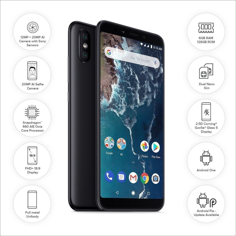 Mi A2 (Black, 128 GB) - 6 GB RAM