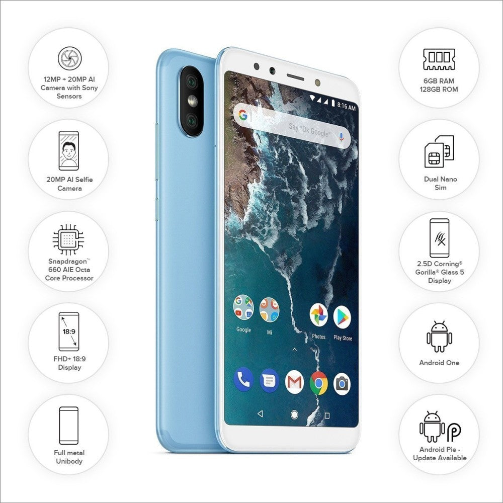 Mi A2 (Lake Blue, 128 GB) - 6 GB RAM