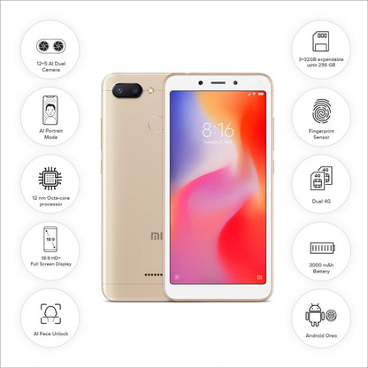 Redmi 6 (Gold, 32 GB) - 3 GB RAM