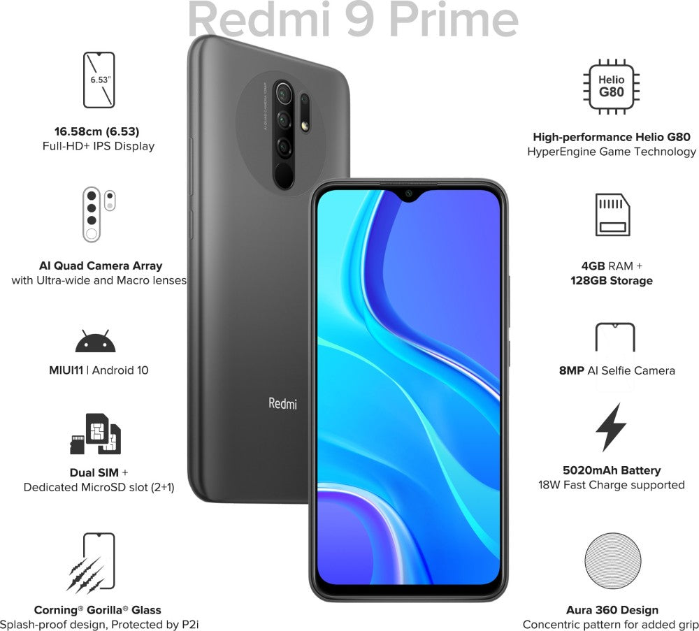 REDMI 9 Prime (Matte Black, 128 GB) - 4 GB RAM