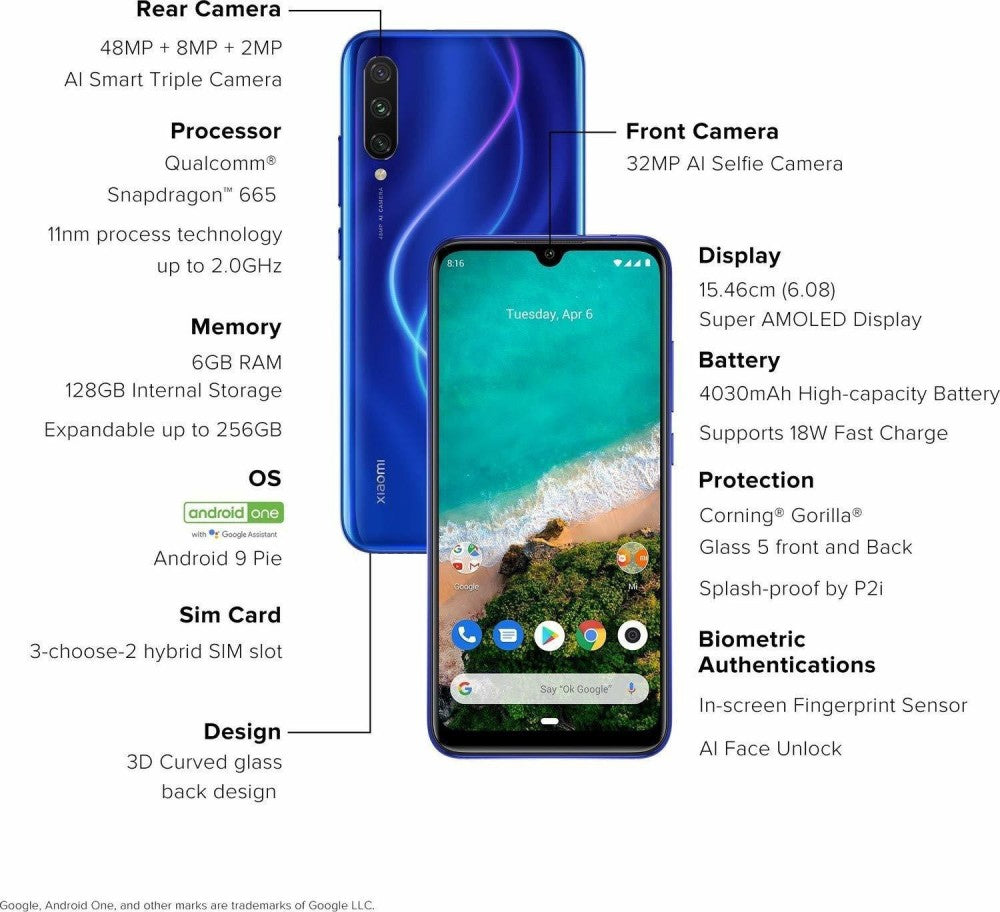 Mi A3 (Not just Blue, 128 GB) - 6 GB RAM