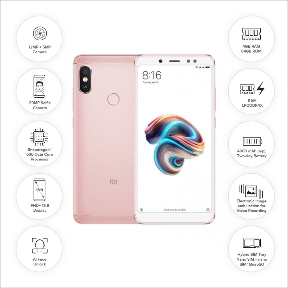 Redmi Note 5 Pro (Rose Gold, 64 GB) - 4 GB RAM