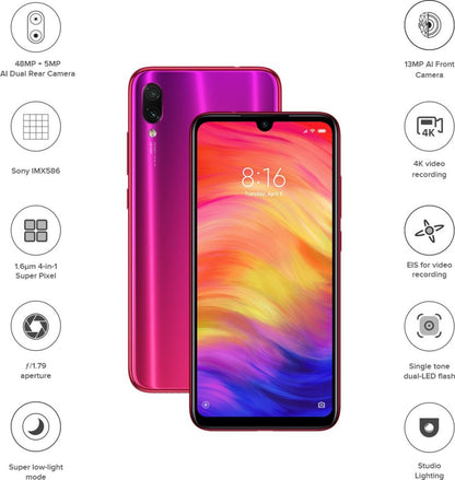 Redmi Note 7 Pro (Nebula Red, 64 GB) - 4 GB RAM