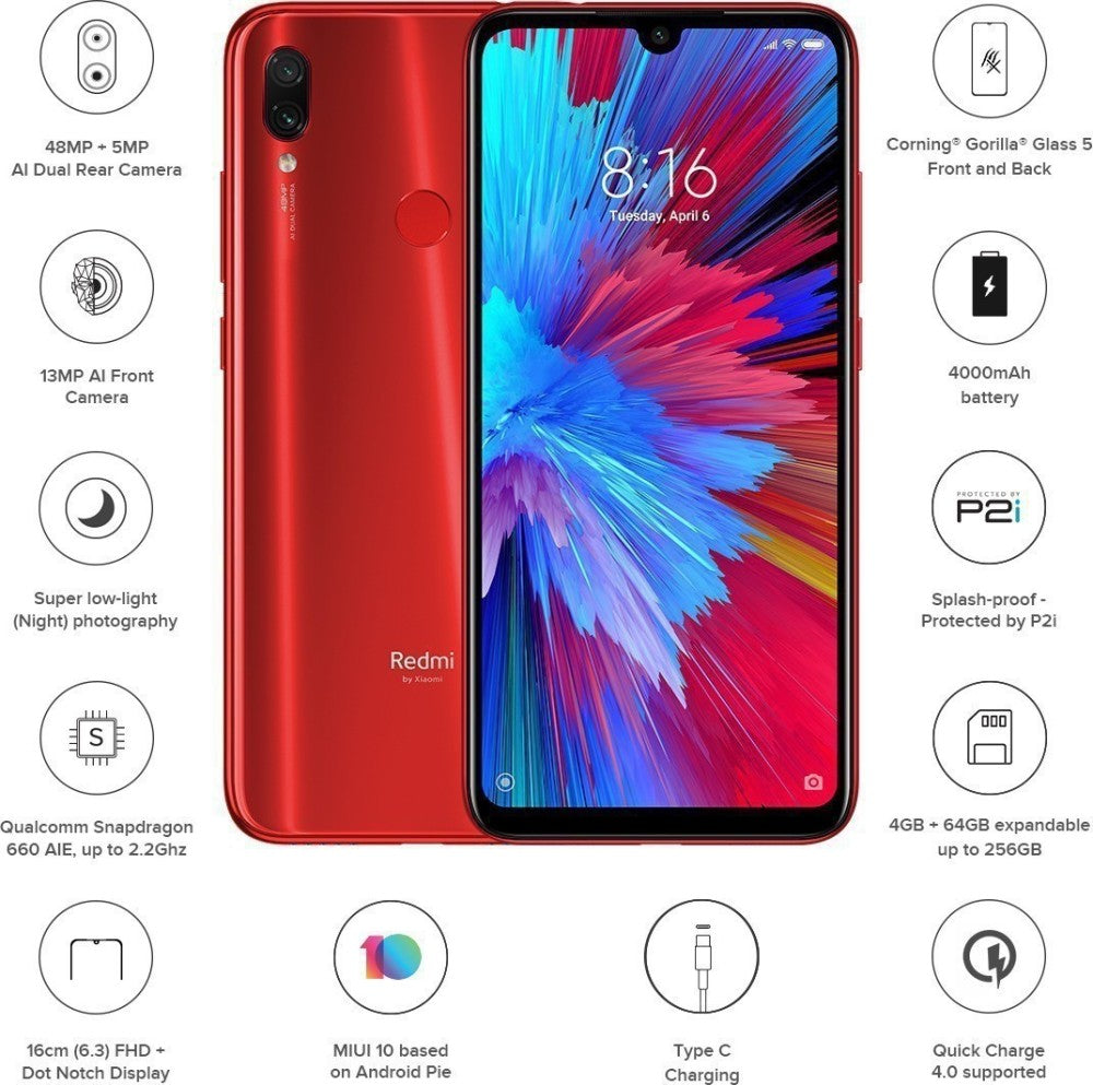 Redmi Note 7S (Ruby Red, 64 GB) - 4 GB RAM