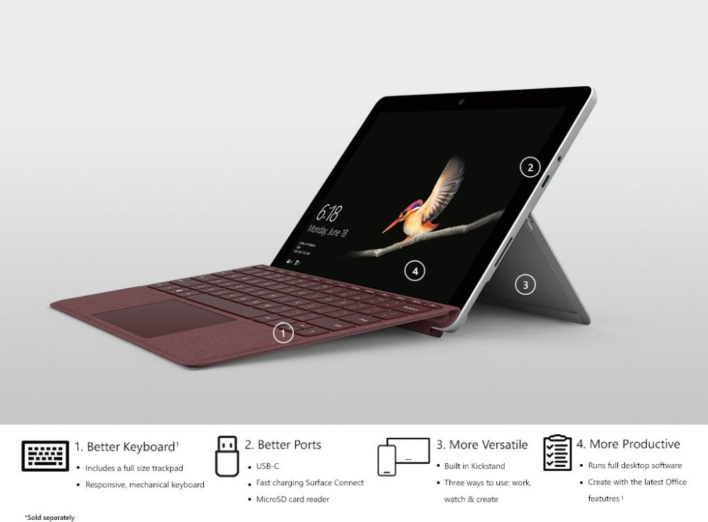 MICROSOFT Surface Go Pentium Gold - (8 GB/128 GB SSD/Windows 10 Home in S Mode) 1824 2 in 1 Laptop - 10 inch, Platinum, 0.522 kg