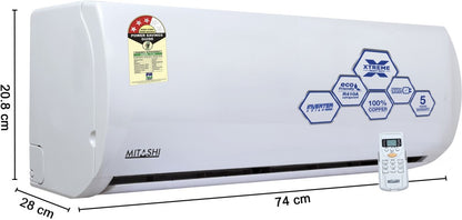 MITASHI 1 Ton 3 Star Split Inverter AC  - White - MiSAC103INvXHD, Copper Condenser