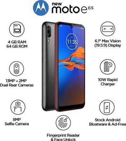 Moto E6s (Rich Cranberry, 64 GB) - 4 GB RAM