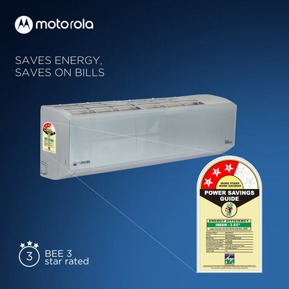 MOTOROLA 1.5 Ton 3 Star Split Dual Inverter AC  - Silver - MOTO153SIAT, Copper Condenser