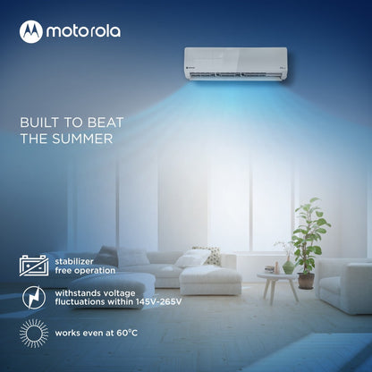 MOTOROLA 1.5 Ton 3 Star Split Dual Inverter AC  - Silver - MOTO153SIAT, Copper Condenser