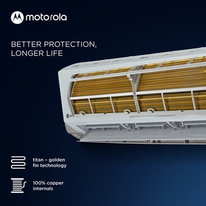 MOTOROLA 1.5 Ton 3 Star Split Dual Inverter AC  - Silver - MOTO153SIAT, Copper Condenser