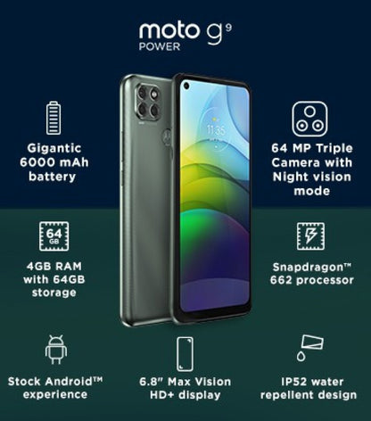 MOTOROLA G9 Power (Metallic Sage, 64 GB) - 4 GB RAM