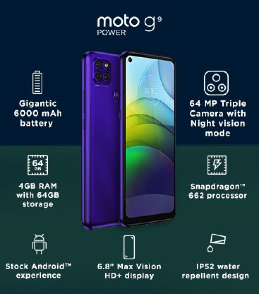 MOTOROLA G9 Power (Electric Violet, 64 GB) - 4 GB RAM