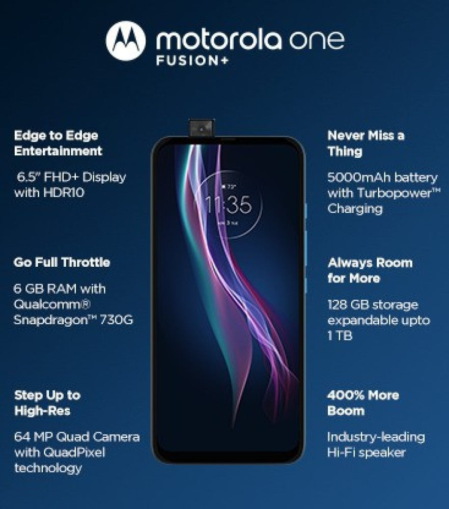 MOTOROLA One Fusion+ (Moonlight White, 128 GB) - 6 GB RAM