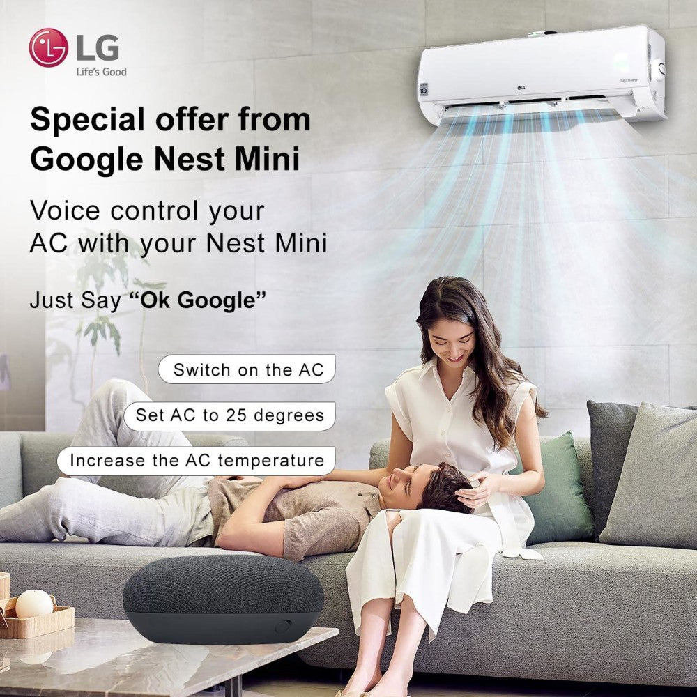 LG 1 Ton 4 Star Split Dual Inverter AC with Wi-fi Connect  - White - MS-Q12APYE, Copper Condenser