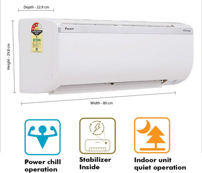 Daikin 1.5 Ton 3 Star Split Inverter AC  - White - (ATKL50TV16U/V)/(RKL50TV16U/V), Copper Condenser