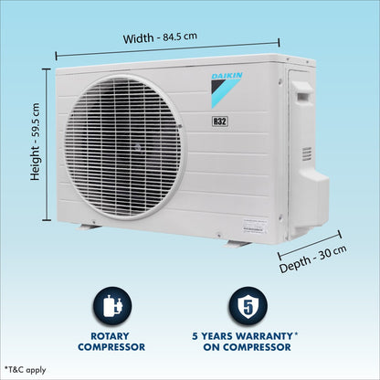 Daikin 1.5 टन 3 स्टार स्प्लिट PM 2.5 फ़िल्टर AC के साथ PM 2.5 फ़िल्टर - सफ़ेद - MTL50TV16V3/RL50TV16V3/V2A/U2/RL50TV16U3/RL50TV16U2A, कॉपर कंडेनसर