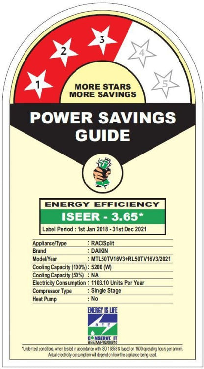 Daikin 1.5 टन 3 स्टार स्प्लिट PM 2.5 फ़िल्टर AC के साथ PM 2.5 फ़िल्टर - सफ़ेद - MTL50TV16V3/RL50TV16V3/V2A/U2/RL50TV16U3/RL50TV16U2A, कॉपर कंडेनसर