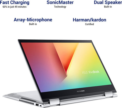 ASUS VivoBook Flip 14 (2021) Touch Panel Core i5 11th Gen - (8 GB/512 GB SSD/Windows 10 Home/4 GB Graphics) TP470EZ-EC033TS 2 in 1 Laptop - 14 inch, Transparent Silver, 1.50 kg, With MS Office