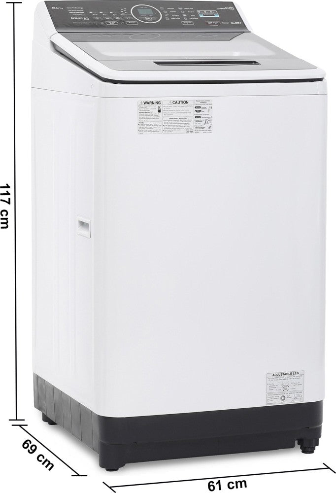 Panasonic 8 kg Fully Automatic Top Load Washing Machine White, Grey - NA-F80A5HRB