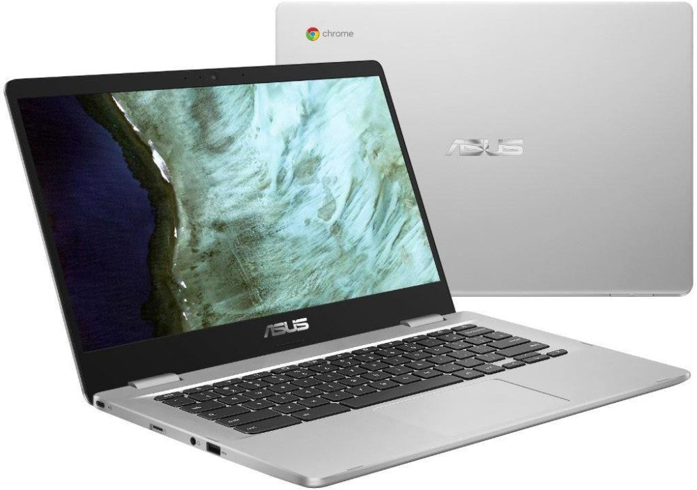 Asus Chromebook Celeron ड्युअल कोर - (4 GB/64 GB EMMC स्टोरेज/Chrome OS) C423NA-EC0521 Chromebook - 14 इंच, सिल्वर, 1.34 Kg