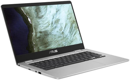 Asus Chromebook Celeron ड्युअल कोर - (4 GB/64 GB EMMC स्टोरेज/Chrome OS) C423NA-EC0521 Chromebook - 14 इंच, सिल्वर, 1.34 Kg