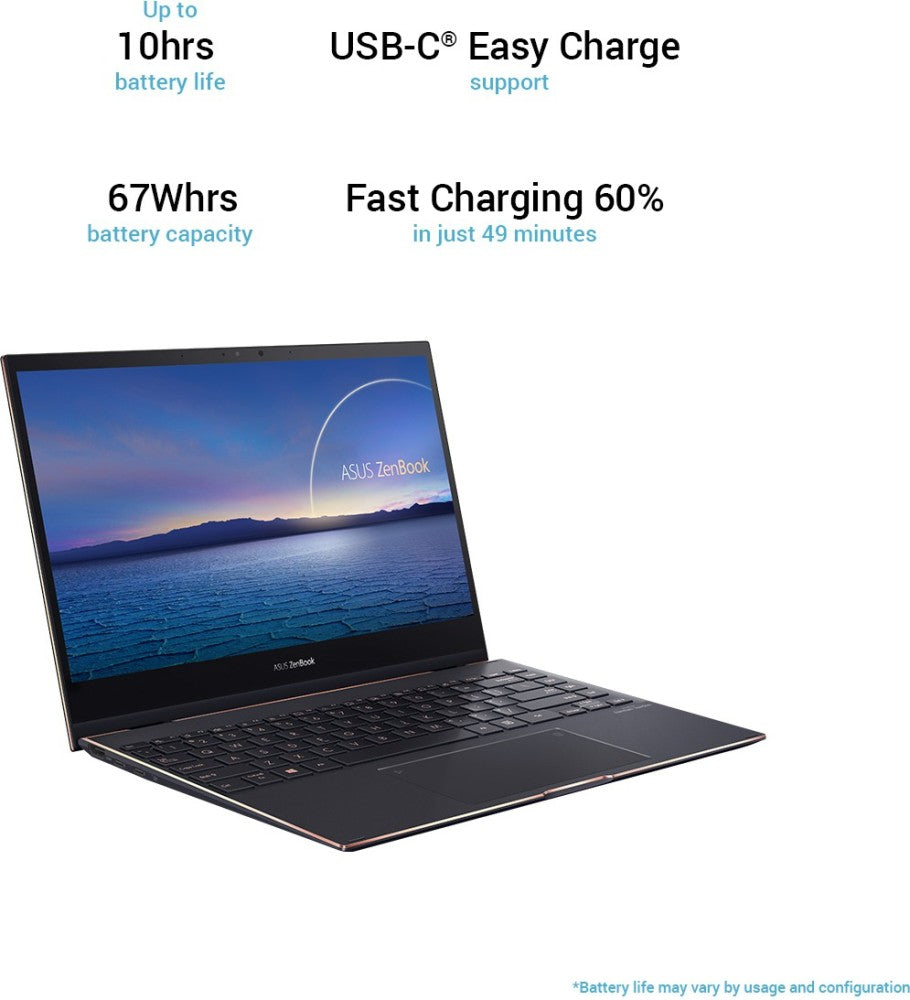 ASUS ZenBook Flip S OLED Core i7 11th Gen Intel EVO - (16 GB/1 TB SSD/Windows 10 Home) UX371EA-HL701TS पतला और हल्का लैपटॉप - 13.3 इंच, जेड ब्लैक, 1.20 किग्रा, एमएस ऑफिस के साथ