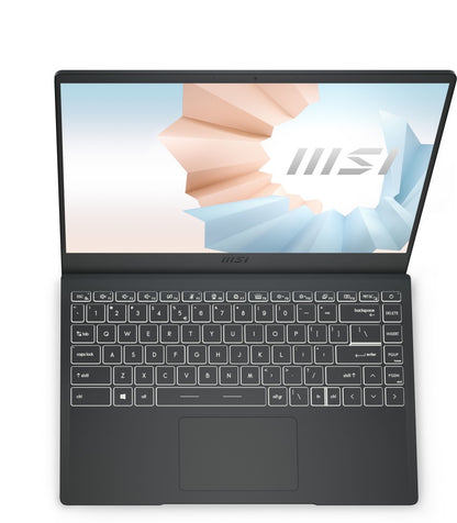 MSI मॉडर्न 14 कोर i3 11वीं जेनरेशन - (8GB/512GB SSD/Windows 10 Home) B11MOU-477IN नोटबुक - 14 इंच, कार्बन ग्रे, 1.3 किग्रा