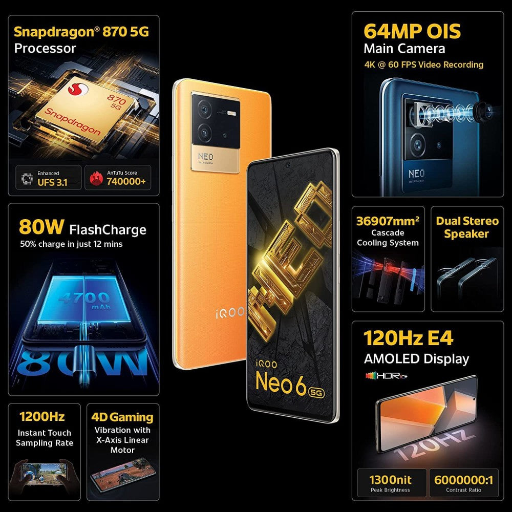 IQOO NEO 6 (MAVERICK ORANGE, 256 GB) - 12 GB RAM