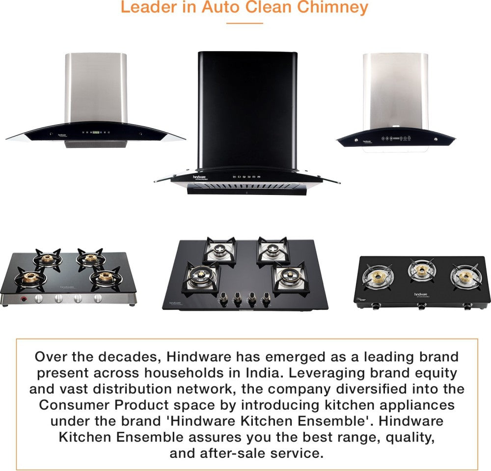 Hindware Nevio Plus 60  Auto Clean Wall Mounted Chimney - Black 1400 CMH