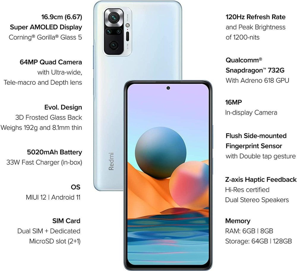 REDMI Note 10 Pro (Glacial Blue, 128 GB) - 6 GB RAM