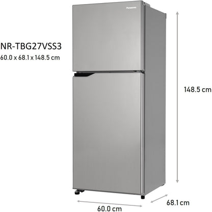 पैनासोनिक 268 L फ्रॉस्ट फ्री डबल डोर 2 स्टार रेफ्रिजरेटर - सिल्वर, NR-TBG27VSS3
