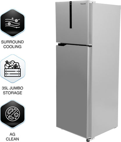 Panasonic 237 L Frost Free Double Door 3 Star Refrigerator - Electric Grey, NR-TH272CVHN