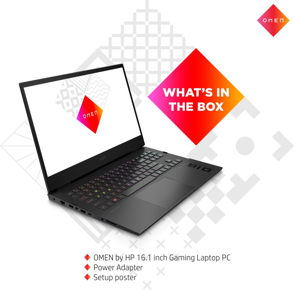 HP OMEN Core i7 11th Gen - (16 GB/1 TB SSD/Windows 11 Home/4 GB ग्राफ़िक्स/NVIDIA GeForce RTX RTX 3050) 16-B0351TX गेमिंग लैपटॉप - 16.1 इंच, शैडो ब्लैक, 2.32 किलोग्राम, MS ऑफिस के साथ