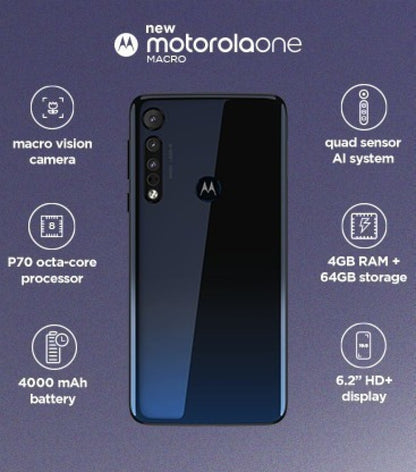 Motorola One Macro (Space Blue, 64 GB) - 4 GB RAM