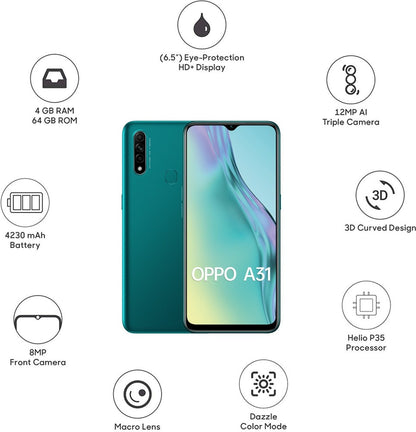 OPPO A31 (Lake Green, 64 GB) - 4 GB RAM