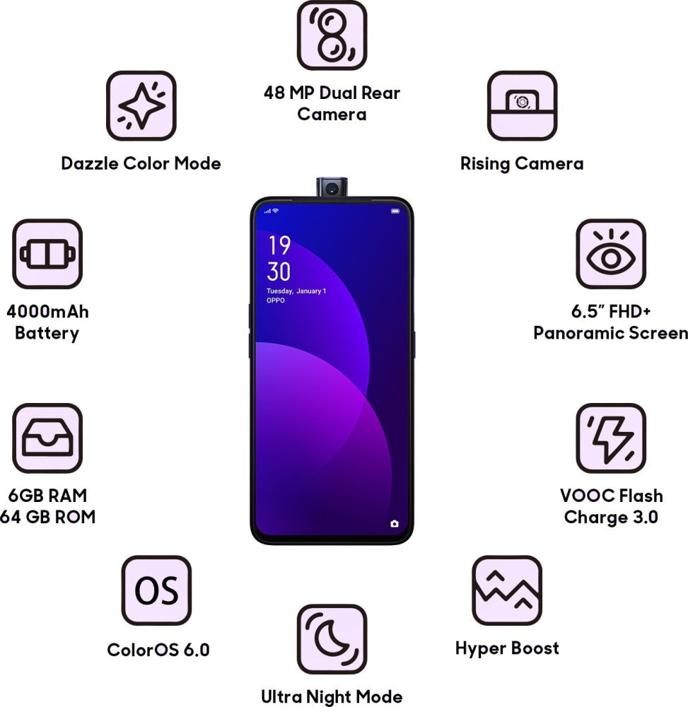 OPPO F11 Pro (Thunder Black, 64 GB) - 6 GB RAM