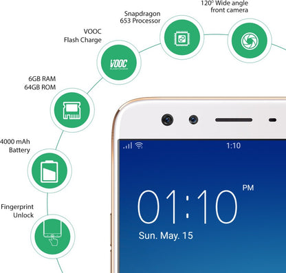OPPO F3 Plus (Gold, 64 GB) - 6 GB RAM