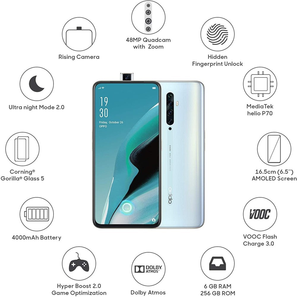 OPPO Reno2 F (Sky White, 256 GB) - 6 GB RAM