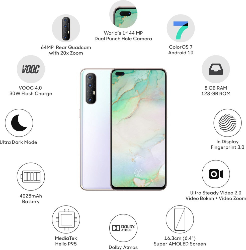 OPPO Reno3 Pro (Sky White, 128 GB) - 8 GB RAM