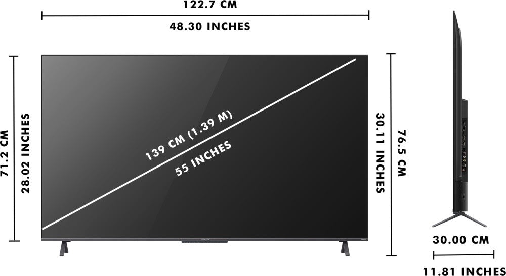 iFFALCON by TCL H72 139 सेमी (55 इंच) QLED अल्ट्रा एचडी (4K) स्मार्ट एंड्रॉइड टीवी हैंड्स फ्री वॉयस कंट्रोल और वीडियो कॉल कैमरा के साथ काम करता है। - 55H72