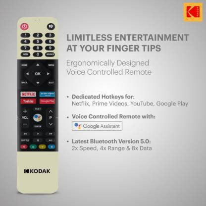 KODAK CA Series 108 cm (43 inch) Ultra HD (4K) LED Smart Android TV with Dolby Digital Plus & DTS TruSurround - 43CA2022