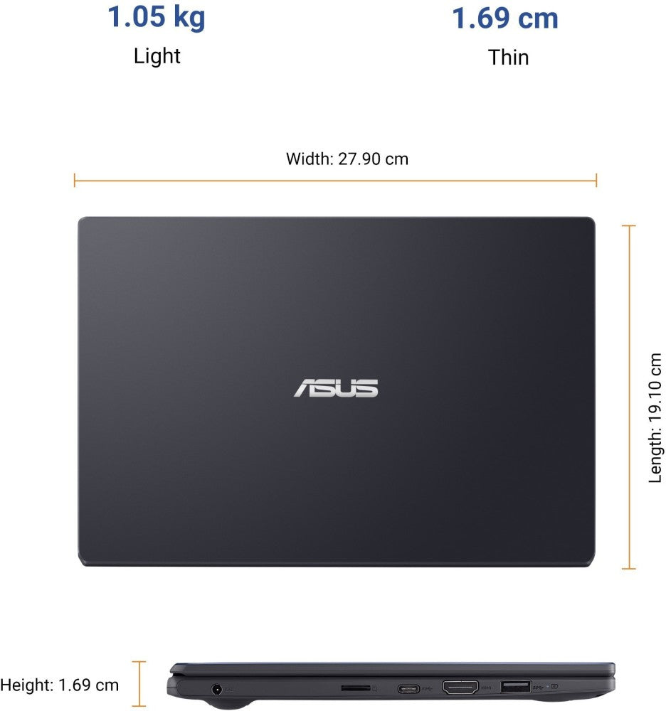 ASUS EeeBook 12 Celeron Dual Core 4th Gen - (4 GB/64 GB EMMC Storage/Windows 10 Home) E210MA-GJ012T Thin and Light Laptop - 11.6 inch, Peacock Blue, 1.05 Kg